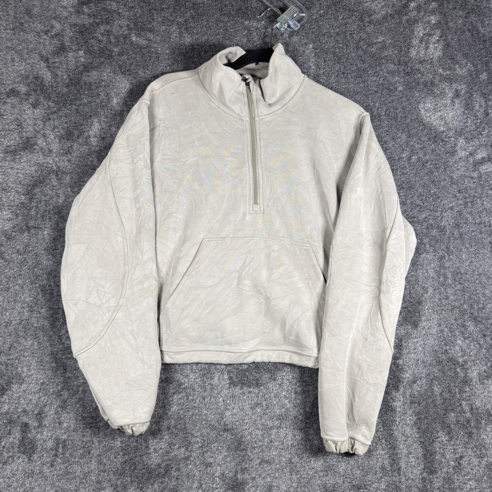 Lululemon Scuba Oversized Half Zip Hoodie Bone Gray Size 12 LW3IDXS